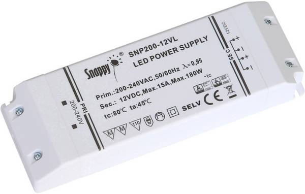 Dehner Elektronik LED 12V200W-MM-EU LED-Trafo, LED-Treiber Konstantspannung 200 W 15 A 12 V/DC Möbelzulassung 1 St.