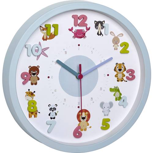 TFA Dostmann Little Animals Quarz Wanduhr 30.9 cm x 4.4 cm Hellblau