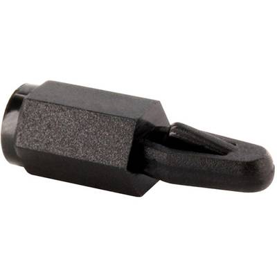 Ein schwarzer, sechseckiger Magnet mit einem Haken, der zum Aufhängen von Gegenständen verwendet werden kann.