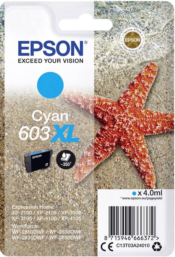 Epson Druckerpatrone 603XL Original Cyan C 13 T 03A24010