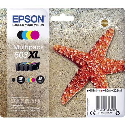Epson Druckerpatrone T03A64, 603XL Original Kombi-Pack Schwarz, Cyan, Magenta, Gelb C13T03A64010