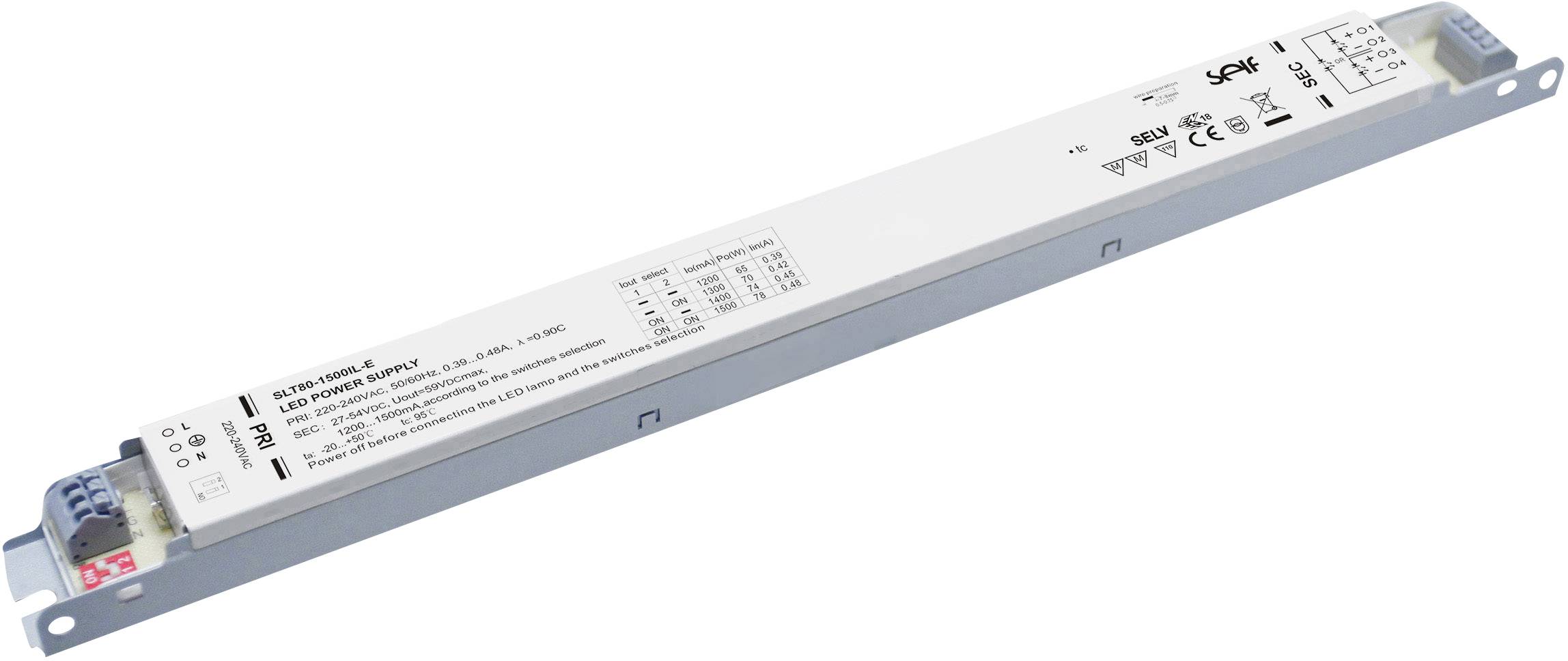 Self Electronics LED-Treiber Konstantstrom 81 W 1200 - 1500 mA 27 - 54 V/DC Montage auf entflammbaren Oberflächen, Möbelzulassung, nicht dimmbar, Überlastschutz, Überspannung 1 St.