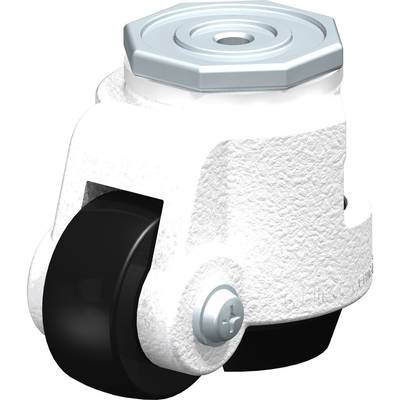 Industrie-Rolle aus Metall mit schwarzem Rad und Schraubverschluss oben, häufig zur Befestigung an Maschinen oder Geräten verwendet.