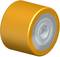 Orange Rolle mit silbernem Lager, geeignet für Skateboards oder ähnliche Anwendungen.