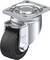 Schwenkrolle aus Metall mit schwarzem Rad und Befestigungsplatte oben. Geeignet für den Einsatz bei Möbeln oder Geräten.