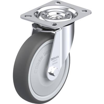 Schwenkrolle mit grauem Rad und Metallhalterung, geeignet für Möbel oder Transportgeräte, symbolisiert Mobilität und Flexibilität.