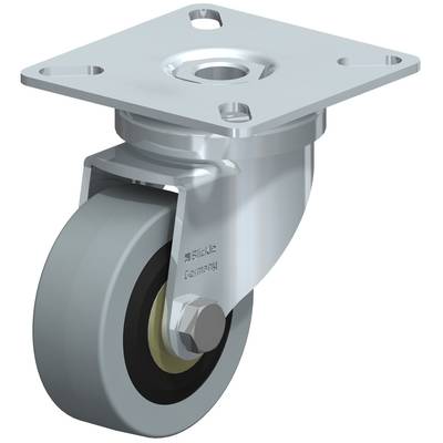 Ein drehbares Rad mit Metallgehäuse und Befestigungsplatte. Geeignet für Möbel oder Geräte mit rollbaren Anforderungen.