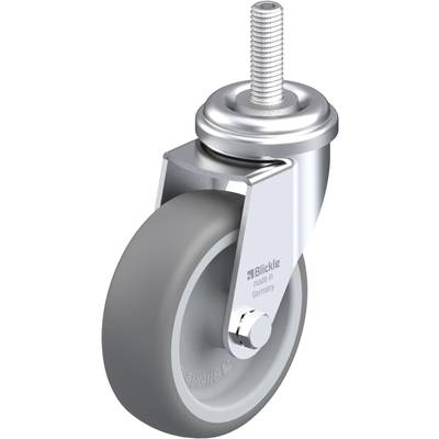 Industrie-Lenkrolle mit grauem Rad und silbernem Gehäuse; Schraubenbefestigung oben.