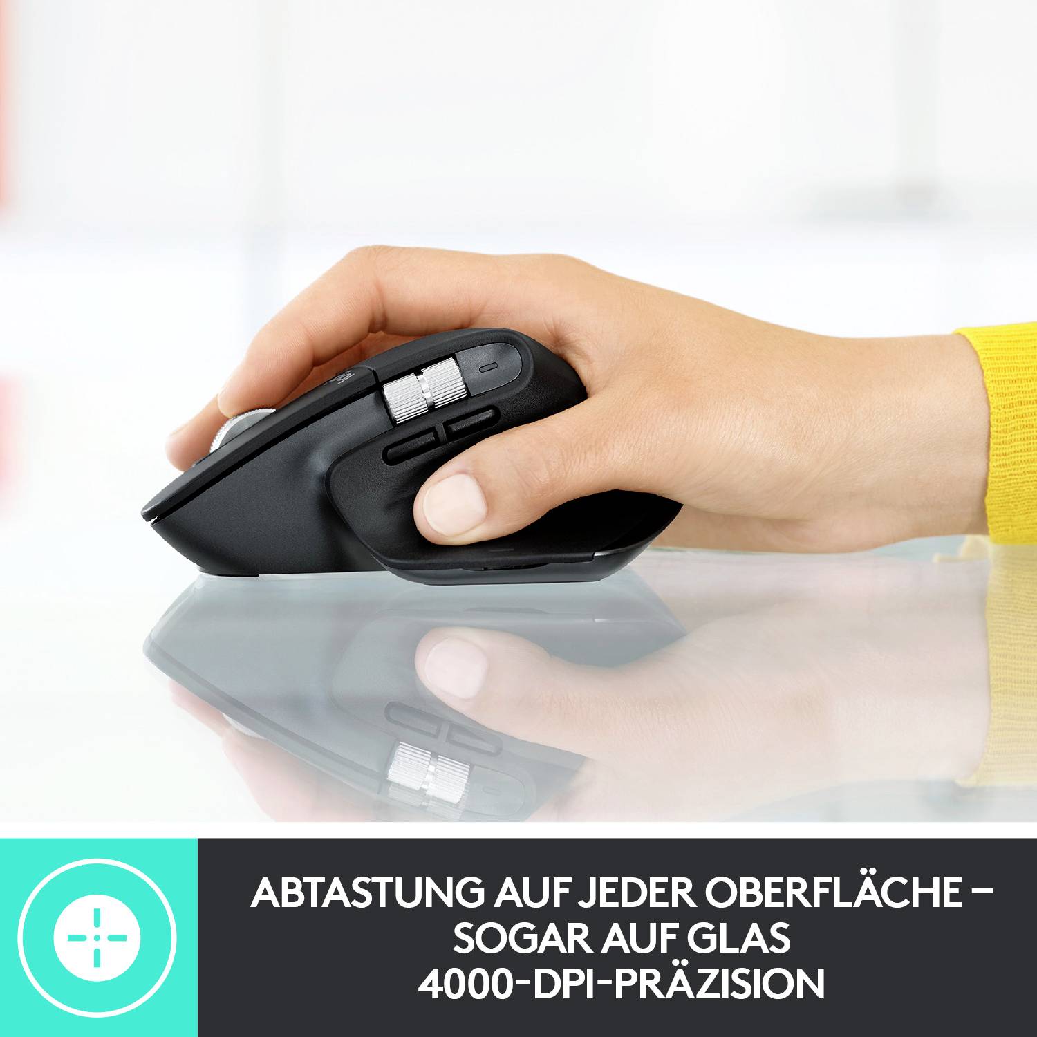 Logitech MX Master 3 Advanced Ergonomische Maus Bluetooth®, Funk Laser Graphit 7 Tasten 4000 dpi Wiederaufladbar, Intell-8