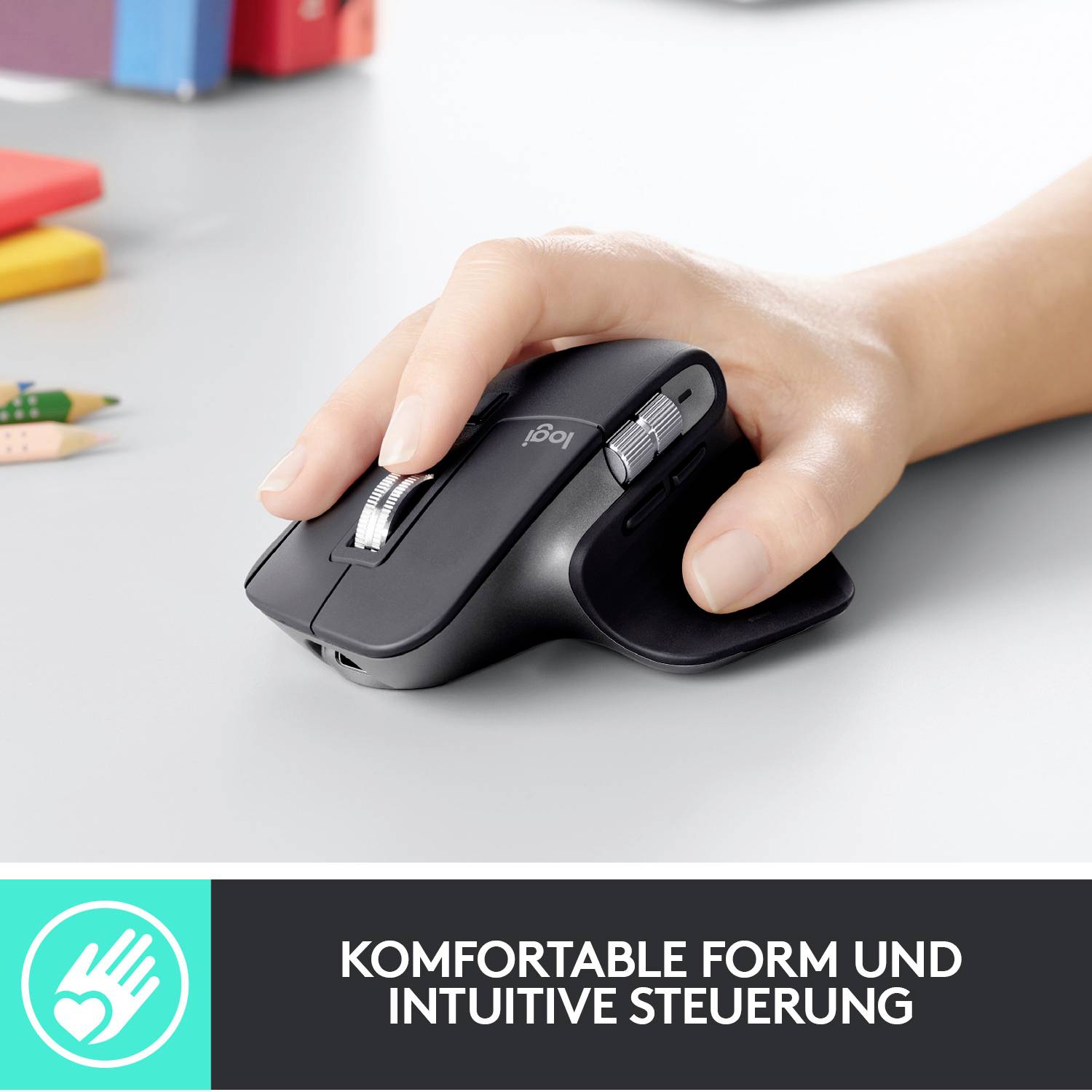 Logitech MX Master 3 Advanced Ergonomische Maus Bluetooth®, Funk Laser Graphit 7 Tasten 4000 dpi Wiederaufladbar, Intell-9