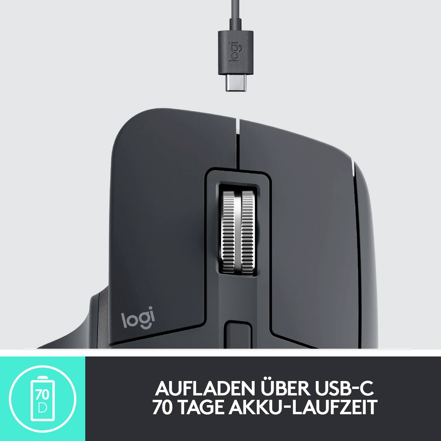 Logitech MX Master 3 Advanced Ergonomische Maus Bluetooth®, Funk Laser Graphit 7 Tasten 4000 dpi Wiederaufladbar, Intell-10