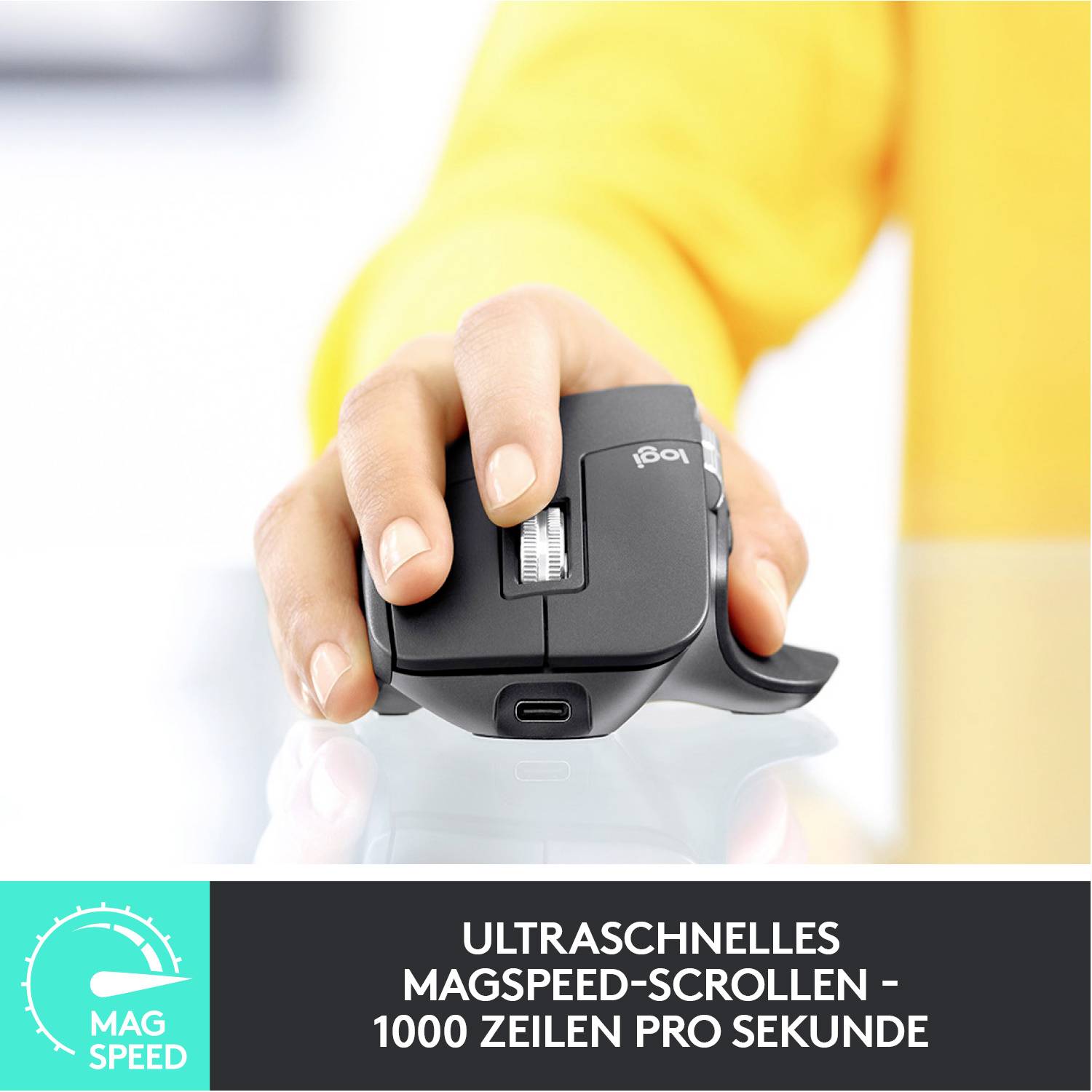 Logitech MX Master 3 Advanced Ergonomische Maus Bluetooth®, Funk Laser Graphit 7 Tasten 4000 dpi Wiederaufladbar, Intell-12