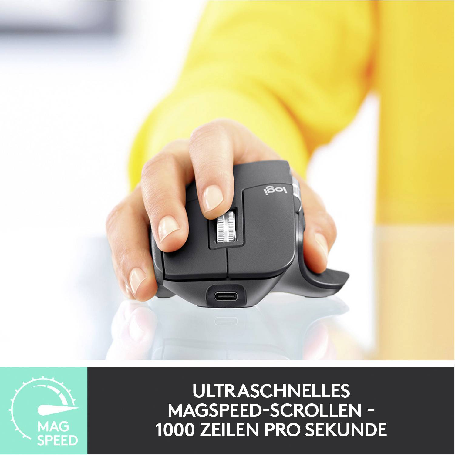 Logitech MX Master 3 Advanced Ergonomische Maus Bluetooth®, Funk Laser Grau 7 Tasten 4000 dpi Ergonomisch, Wiederaufladb-5