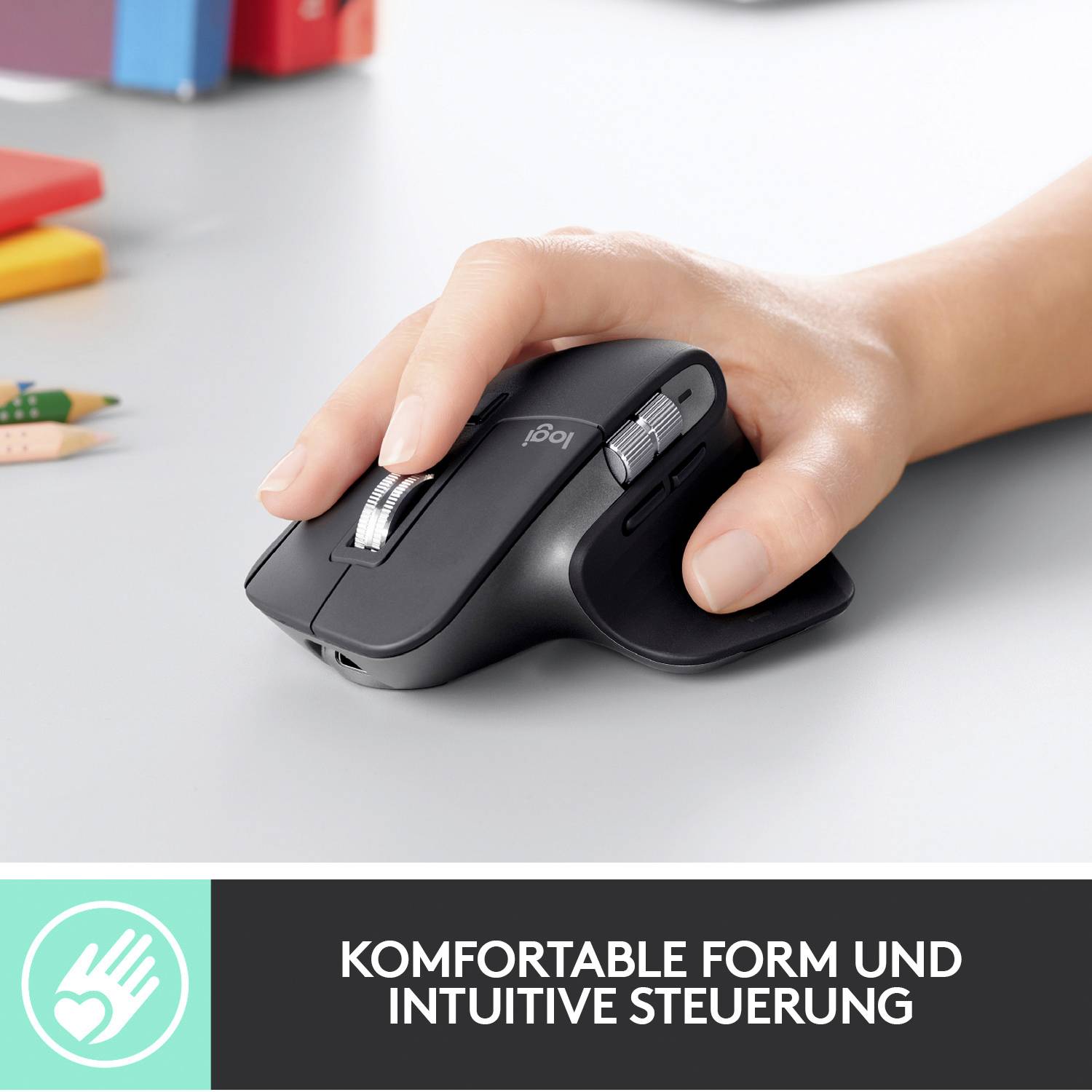 Logitech MX Master 3 Advanced Ergonomische Maus Bluetooth®, Funk Laser Grau 7 Tasten 4000 dpi Ergonomisch, Wiederaufladb-6