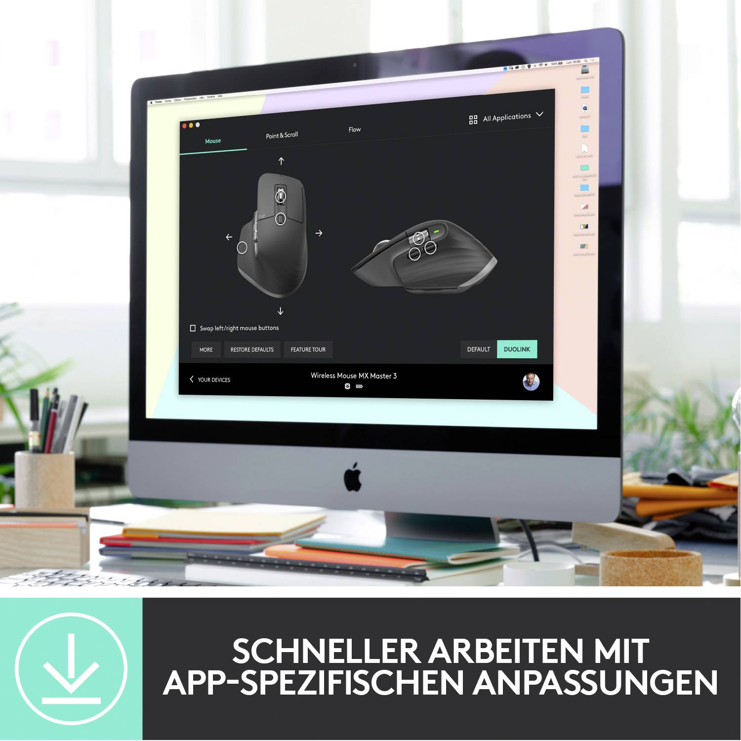 Logitech MX Master 3 Advanced Ergonomische Maus Bluetooth®, Funk Laser Grau 7 Tasten 4000 dpi Ergonomisch, Wiederaufladb-10