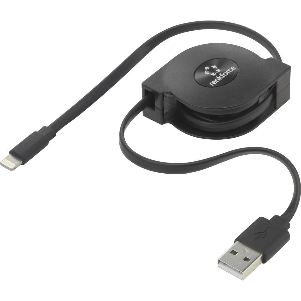 Renkforce USB 2.0 Aansluitkabel [1x USB-A 2.0 stekker 1x Apple dock-stekker Lightning] 0.80 m Black