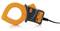 'Oranges Zangenamperemeter mit Kabel, zur Messung von elektrischen Strömen. Hauptbestandteil eines Messgeräts für Elektriker.'