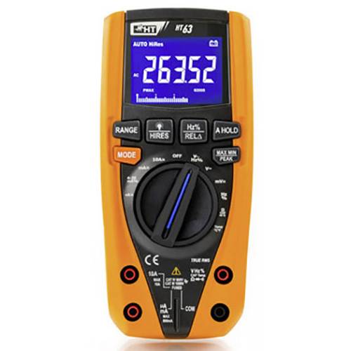 HT Instruments HT63 Hand-Multimeter kalibriert (DAkkS-akkreditiertes Labor) digital CAT III 1000 V, CAT IV 600 V Anzeige...