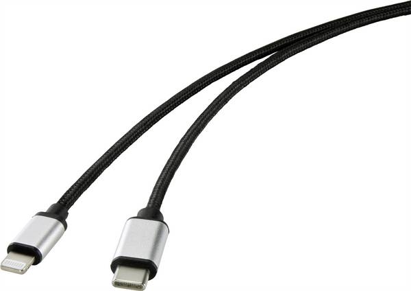 Renkforce USB-Kabel  USB 2.0 USB-C® Stecker, Apple Lightning Stecker 1.00 m Schwarz  RF-4353446