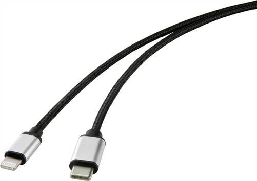 Renkforce USB-Kabel   USB-C® Stecker, Apple Lightning Stecker 2.00 m Schwarz  RF-4353448