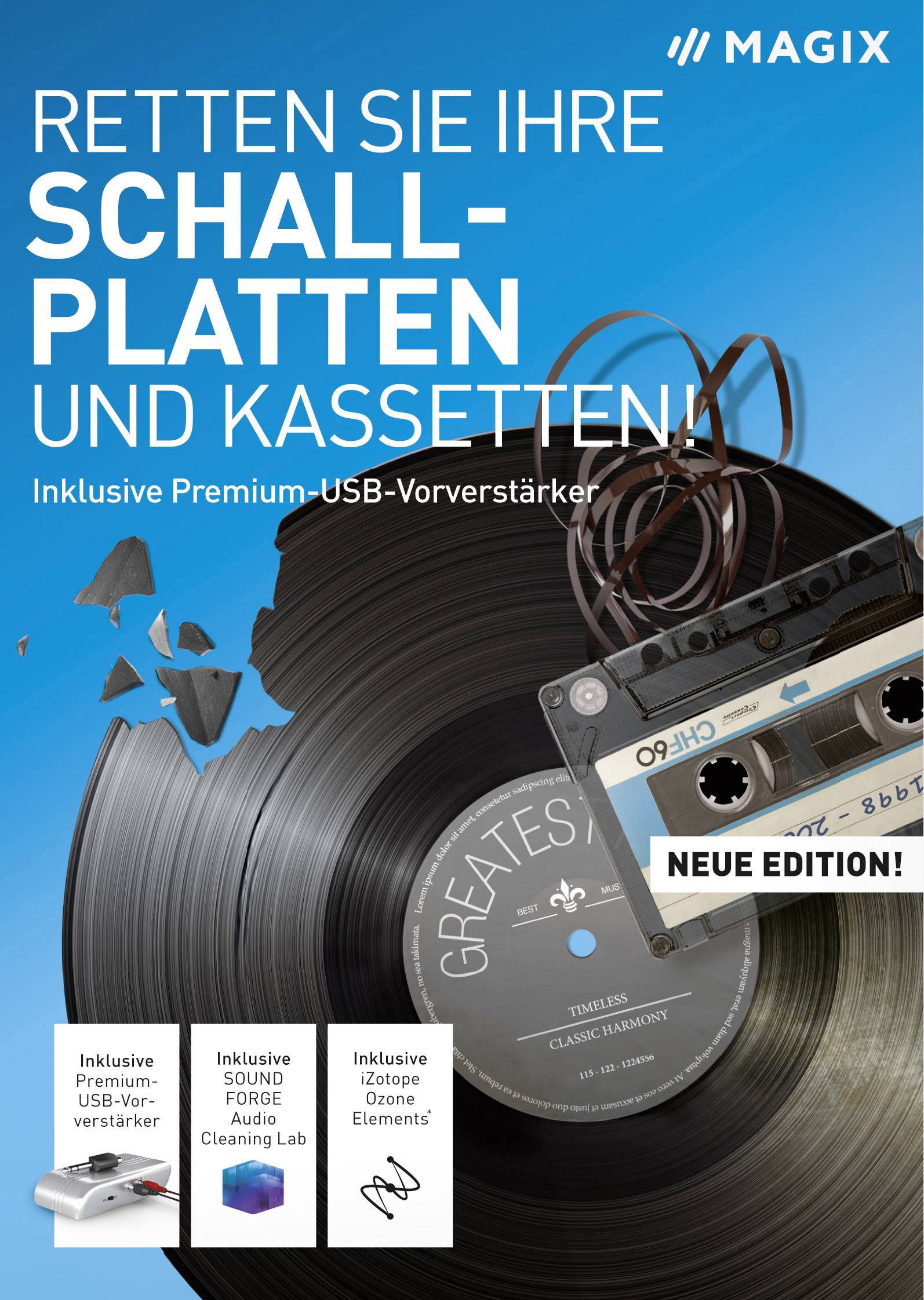 Magix Retten Sie Ihre Schallplatten & Kassetten Vollversion, 1 Lizenz Windows Digitalisierungs