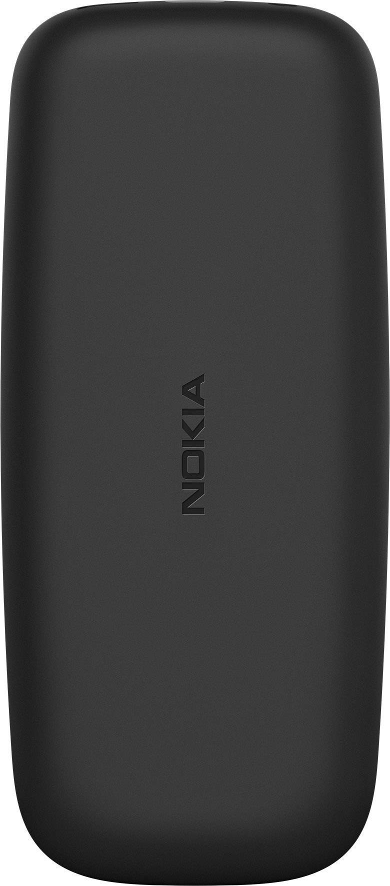 Schwarzes Mobiltelefon mit vertikalem 'NOKIA'-Logo auf der Rückseite.
