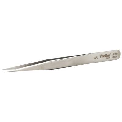 Eine spitze Metallpinzette mit der Aufschrift 'Weller Expert Swiss Made 3SA'. Geeignet für präzise Arbeiten in Elektronik oder Handwerk.