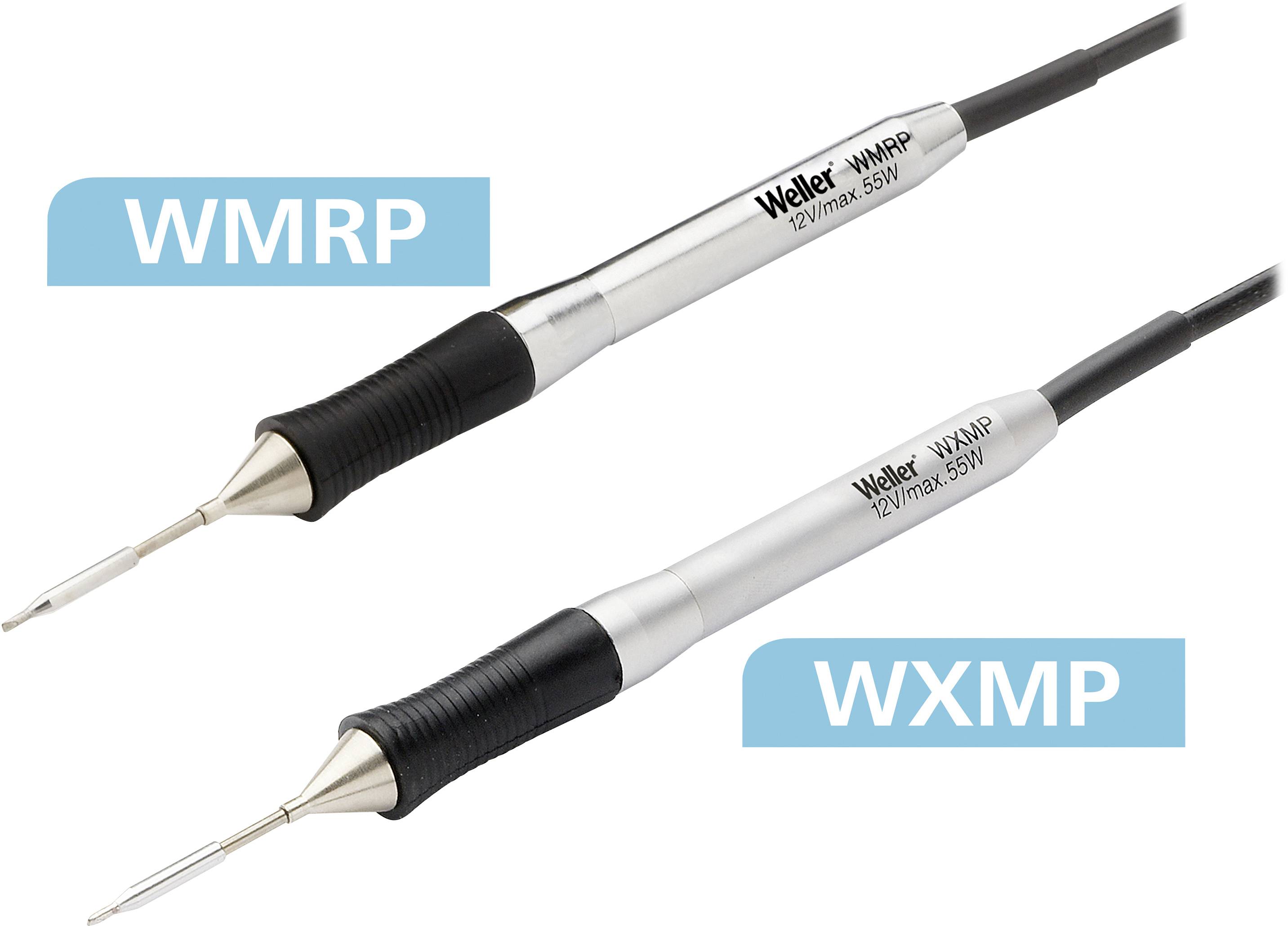 Zwei Lötspitzen, oben 'Weller WMRP' und unten 'WXMP', werden nebeneinander gezeigt. Beide haben schwarze Griffe und metallische Spitzen.