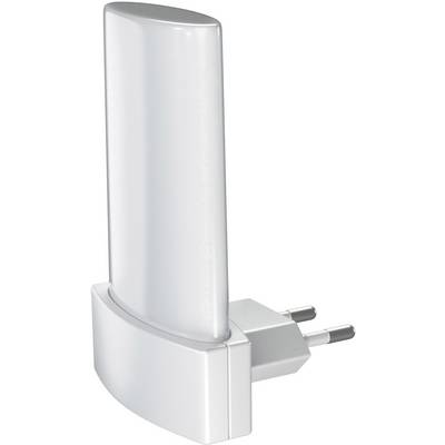 Ein weißer Steckdosenadapter in vertikaler Position.