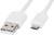 Ein weißes Kabel mit einem USB- und einem Micro-USB-Stecker, verwendet zum Verbinden oder Laden elektronischer Geräte.