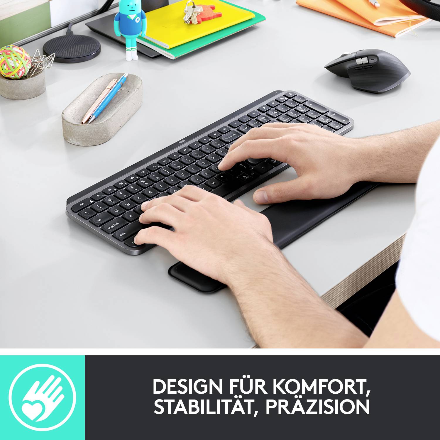 Logitech MX Keys Plus Bluetooth® Tastatur Deutsch, QWERTZ Graphit Beleuchtet, Ergonomisch, Multipair-Funktion-11