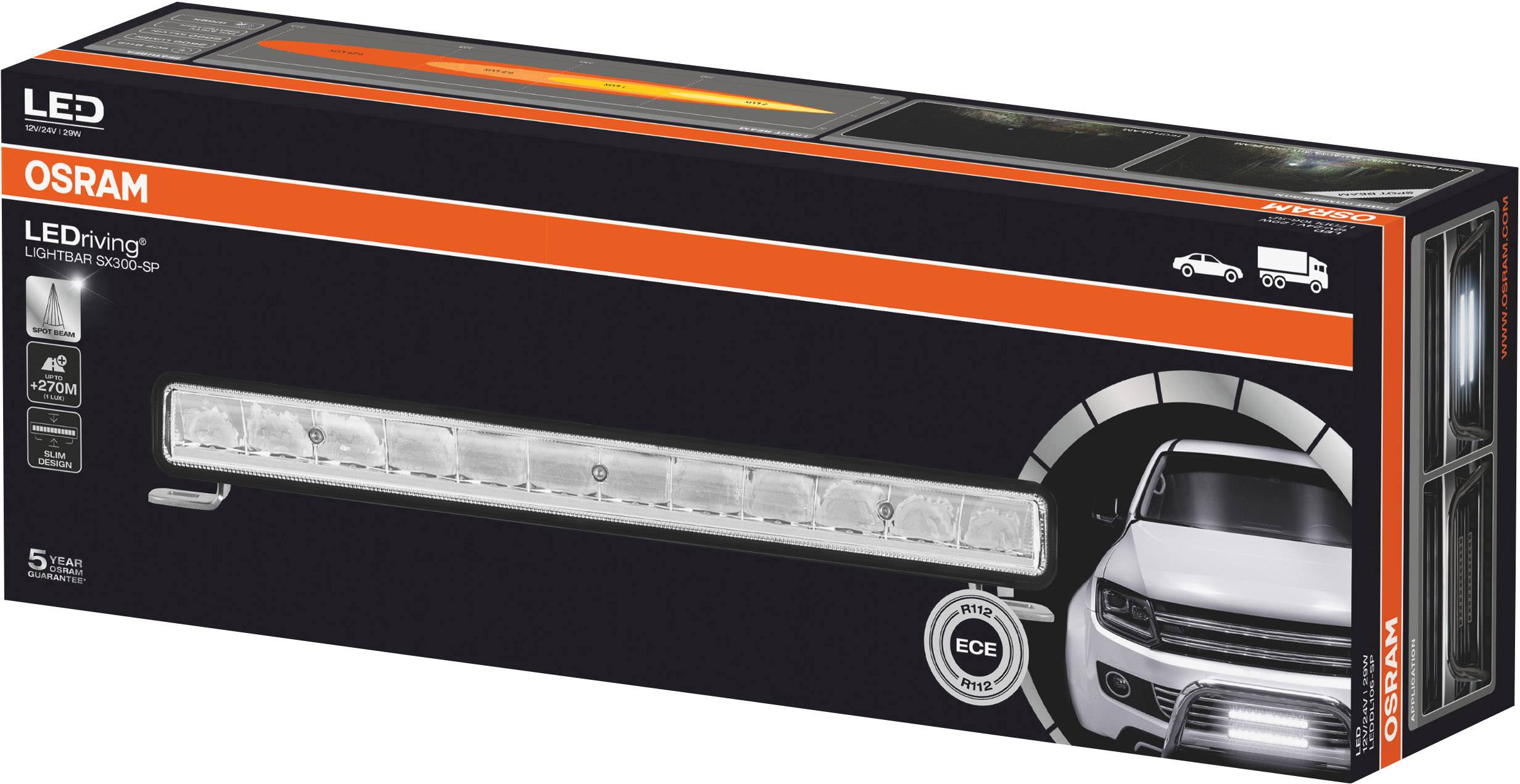 Zusatzscheinwerfer LED 30W geschraubt 2600lm Licht-Experte OSRAM LIGHTBAR SX300-15