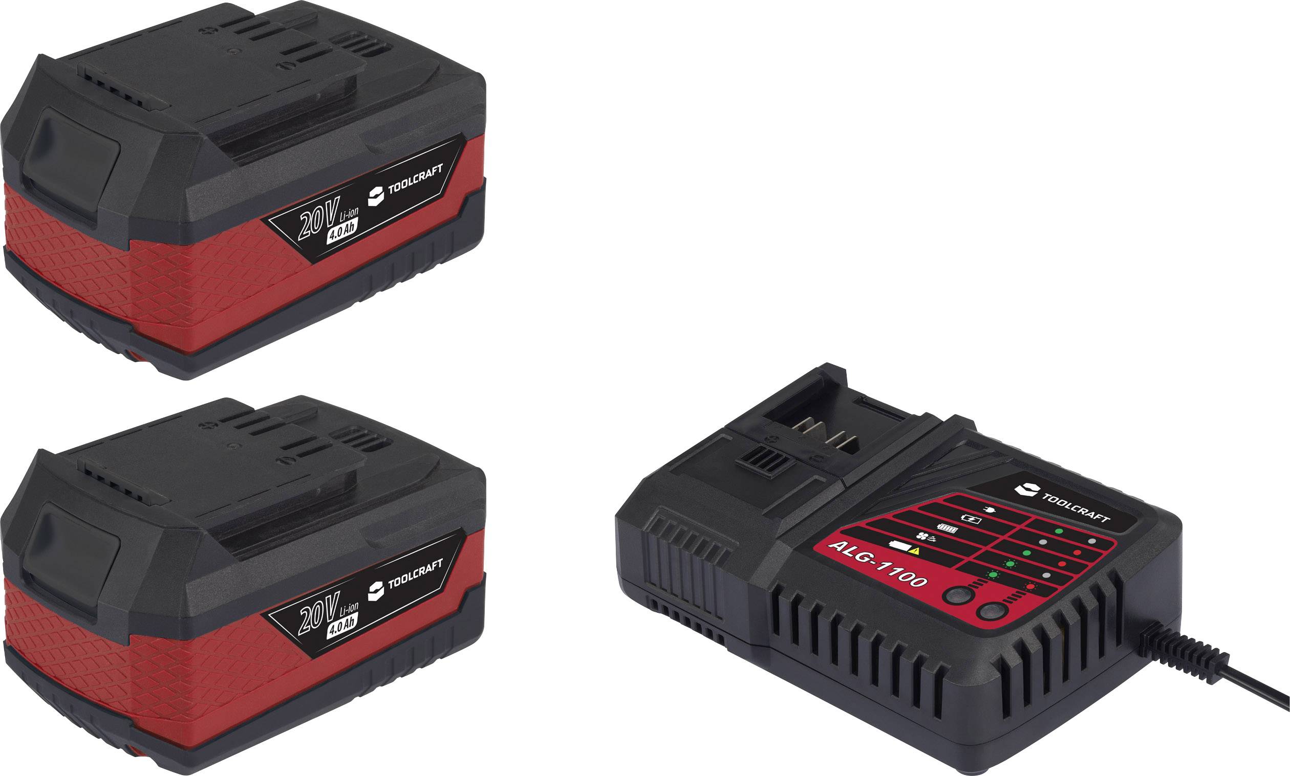 TOOLCRAFT 2179956 Werkzeug-Akku 2 St. 20 V 4000 mAh Li-Ion Mit 5.0 A Ladegerät