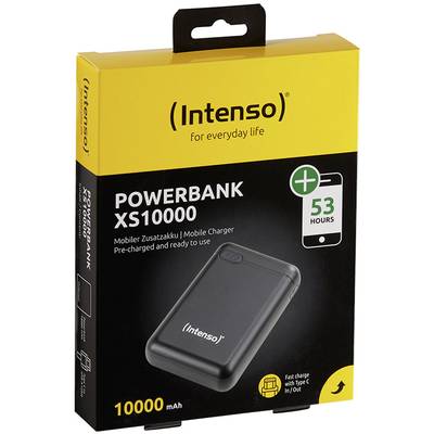 'Intenso Powerbank XS10000, 10000 mAh, mobiler Zusatzakku, bis zu 53 Stunden Ladezeit, schnelles Aufladen mit USB-C.'