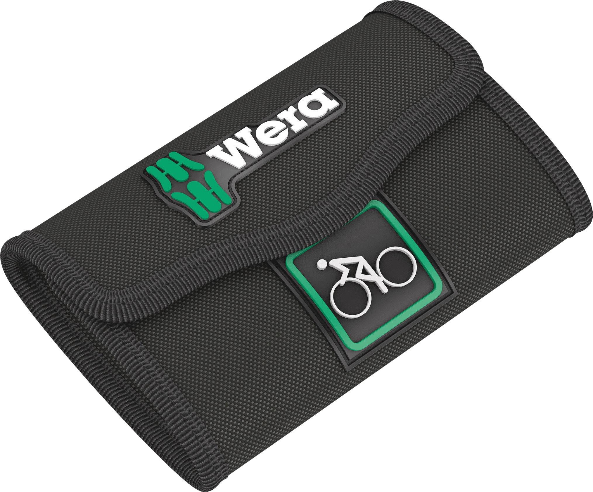 Schwarze Tasche mit 'Wera' Logo und Fahrrad-Symbol auf der Vorderseite.