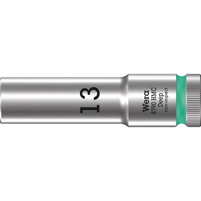 Eine silberne Stecknuss mit der Aufschrift '13' und 'Wera 8790 HMC Deep non-impact', erkennbar an einem grünen Ring.