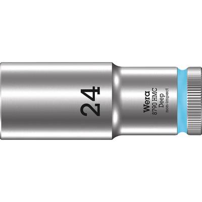 'Wera 8790 HMC Deep' Steckschlüssel mit der Größe 24, metallisch mit blauer Markierung und 'non-impact' Beschriftung.