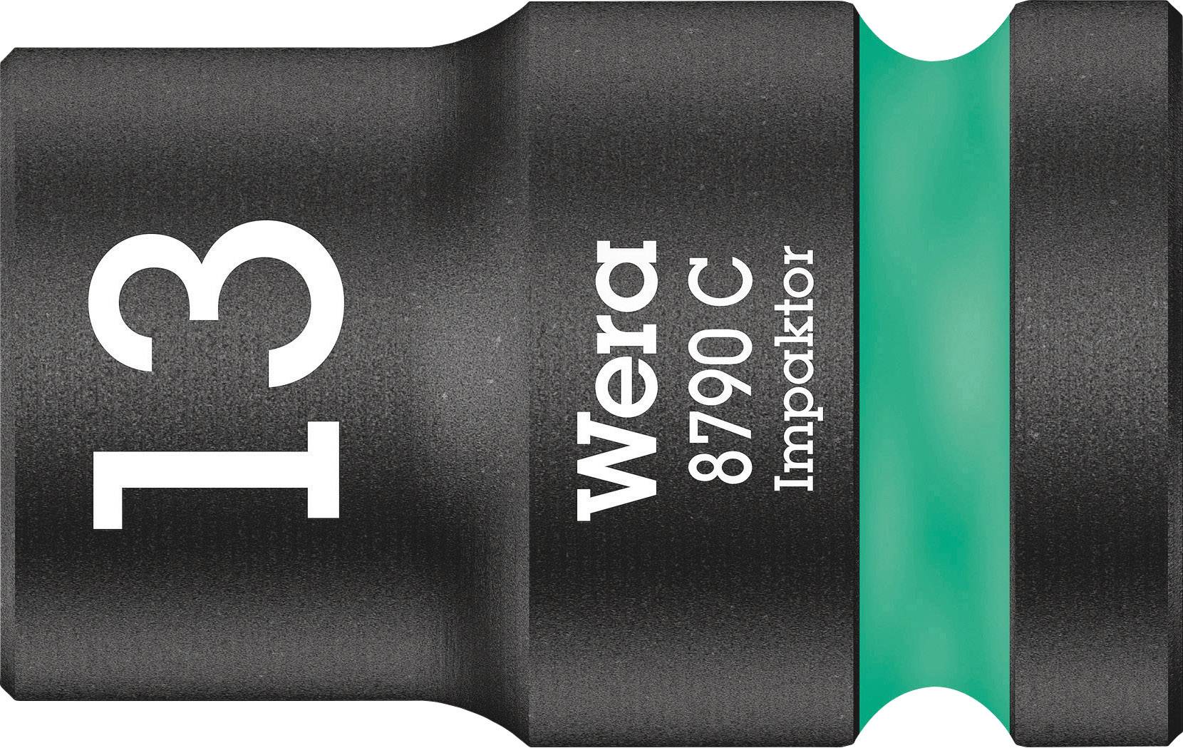 'Wera 8790 C Impaktor' Steckschlüsseleinsatz 13 mm, schwarz mit grünem Streifen. Werkzeug zur Verschraubung mit hoher Haltbarkeit.