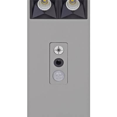 Ein graues Bedienfeld mit einem Schalter, der auf '0' und '1' eingestellt werden kann, und einem Sensor darunter.