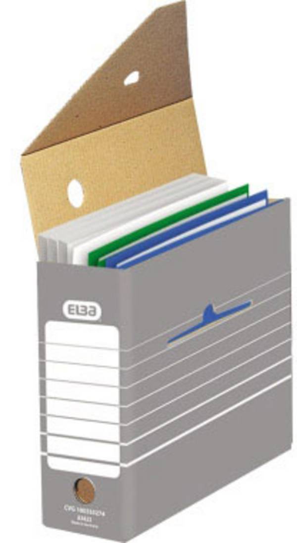 Elba Archivschachtel 100333274 100 mm x 270 mm x 340 mm Wellpappe Grau, Weiß 1 St.