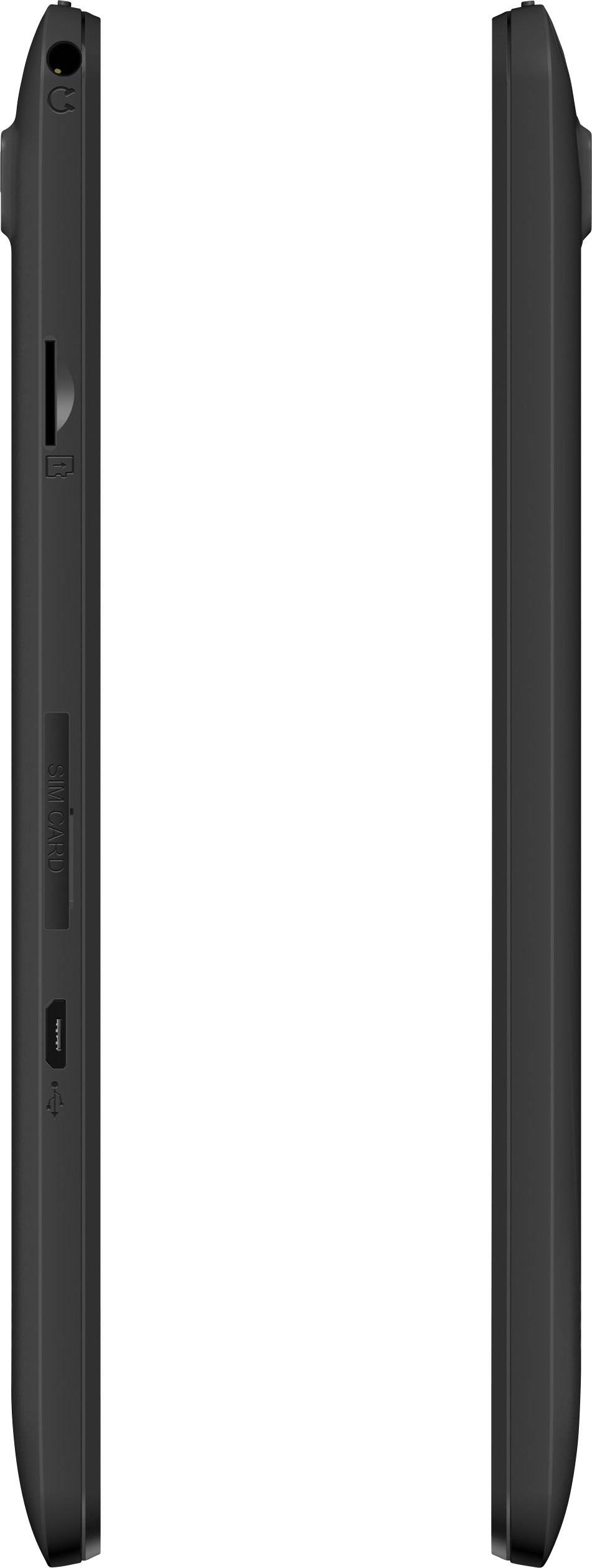 Ein schwarzes elektronisches Gerät in Profilansicht. Dünnes Design mit Anschlüssen an der Seite sichtbar.