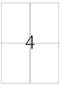 Eine Spielkarte mit der Nummer '4' in der Mitte, umgeben von vier leeren weißen Quadraten.
