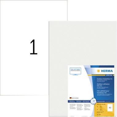 Herma 9544 Folielabels 297 x 420 mm Folie, mat Hvid 40 stk Ekstra kraftig vedhæftningsevne Laserprinter, Farvelaserprinter, Kopimaskine, Farvekopimaskine