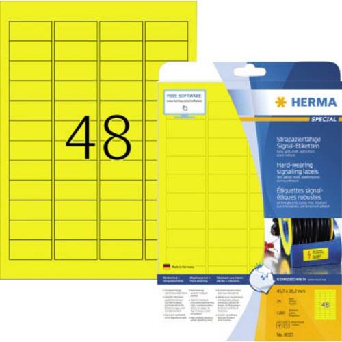 Herma 8030 Folien-Etiketten 45.7 x 21.2 mm Polyester-Folie Gelb 1200 St. Extra stark haftend Laserdrucker, Farblaserdruc...