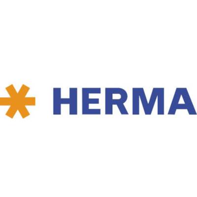 Logo der Firma HERMA: Ein orangefarbenes Sternsymbol links neben dem blauen Wort 'HERMA'.