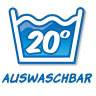 'Waschsymbol mit 20 Grad Celsius. Auswaschbar.'