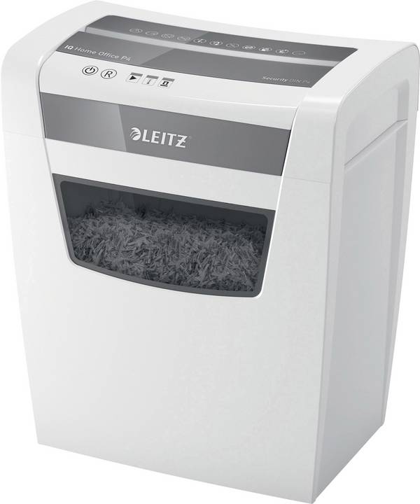 Leitz IQ Home Office P4 Aktenvernichter 10 Blatt Partikelschnitt 4 x 28 mm P-4 23 l Vernichtet auch Heftklammern, Büroklammern