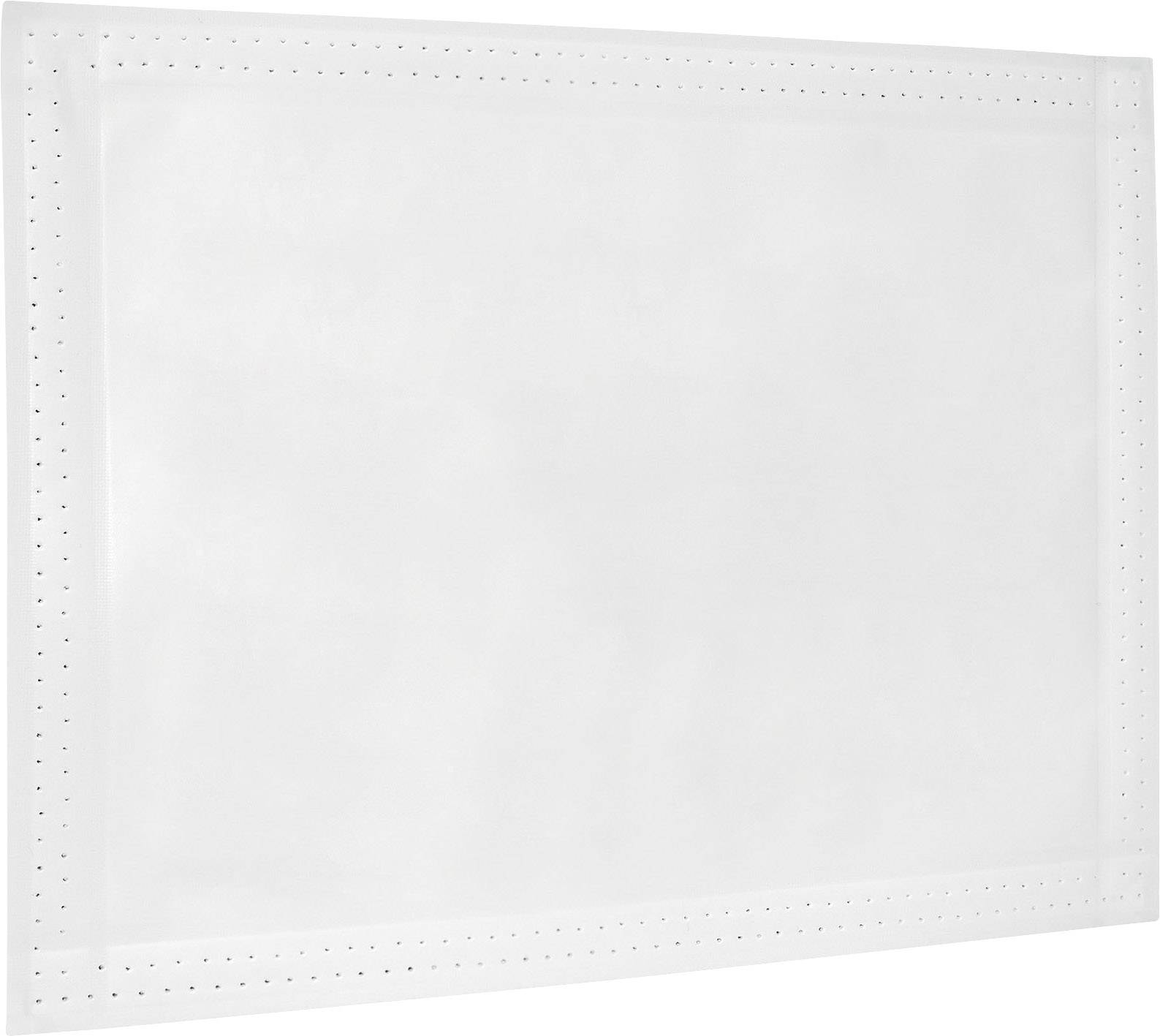 Ein weißes Blatt Endlospapier mit seitlichen Perforationen für den Einsatz in Nadeldruckern.