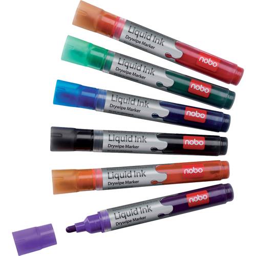 nobo Liquid Ink 1901419 Whiteboardmarker Set Schwarz, Rot, Grün, Blau, Orange, Violett 6 St.