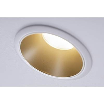 In die Decke eingelassenes rundes LED-Licht, das warmweiß leuchtet.